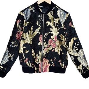 Harlowe & Graham Black Floral Bomber Jacket